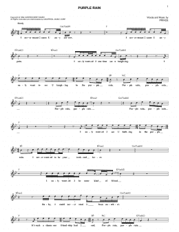 page one of Purple Rain (Lead Sheet / Fake Book)