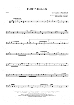 page one of I Gotta Feeling (Viola Solo)