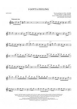 page one of I Gotta Feeling (Alto Sax Solo)