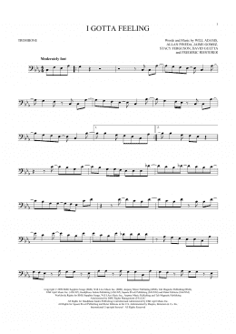 page one of I Gotta Feeling (Trombone Solo)