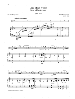 page one of Song Without Words (String Solo)