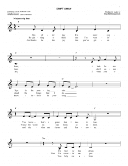 page one of Drift Away (Easy Lead Sheet / Fake Book)