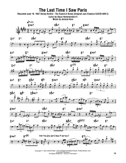 page one of The Last Time I Saw Paris (Tenor Sax Transcription)