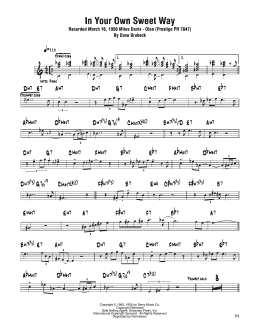 page one of In Your Own Sweet Way (Tenor Sax Transcription)