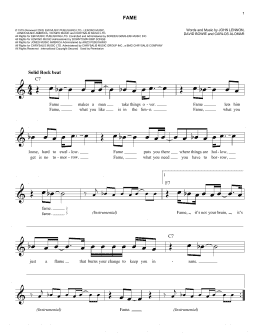 page one of Fame (Easy Lead Sheet / Fake Book)