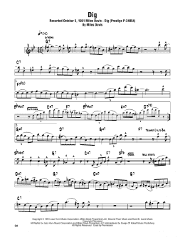 page one of Dig (Tenor Sax Transcription)