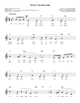 page one of The Day The Rains Came (Easy Lead Sheet / Fake Book)