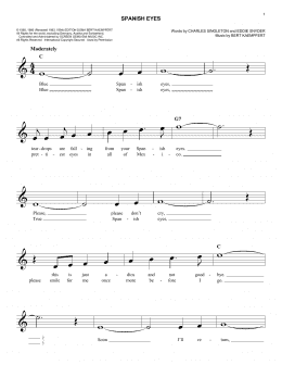 page one of Spanish Eyes (Easy Lead Sheet / Fake Book)