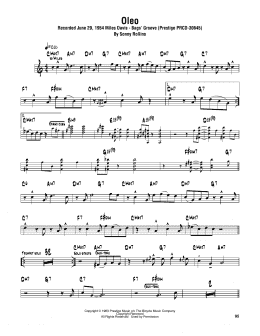 page one of Oleo (Tenor Sax Transcription)