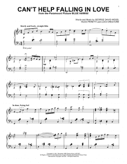 page one of Can't Help Falling In Love [Jazz version] (Piano Solo)