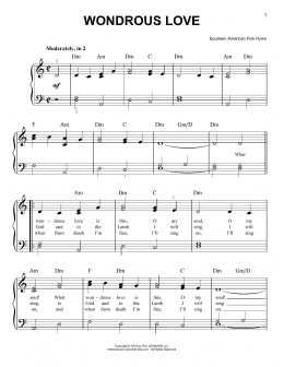 page one of Wondrous Love (Easy Piano)