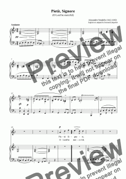 page one of Pieta Signore - Download Sheet Music -Soprano/Tenor & keyboard