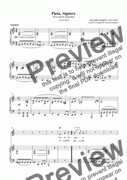 page one of Pieta Signore - 17th Century Italian Song Download Sheet Music -Low Voice & keyboard