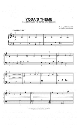 page one of Yoda's Theme (from Star Wars: The Empire Strikes Back) (arr. Phillip Keveren) (Big Note Piano)