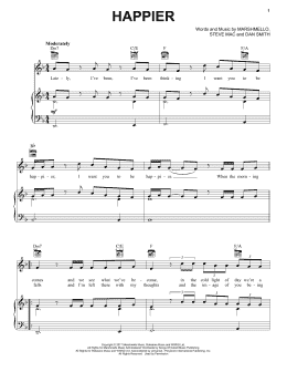 page one of Happier (Piano, Vocal & Guitar Chords (Right-Hand Melody))