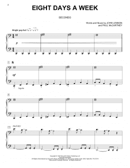 page one of Eight Days A Week (Piano Duet)