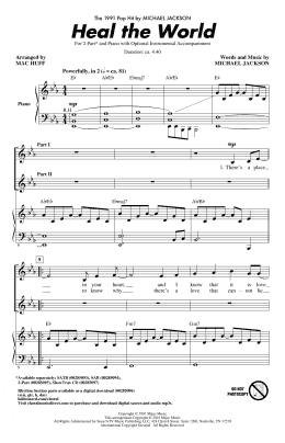 page one of Heal The World (arr. Mac Huff) (2-Part Choir)