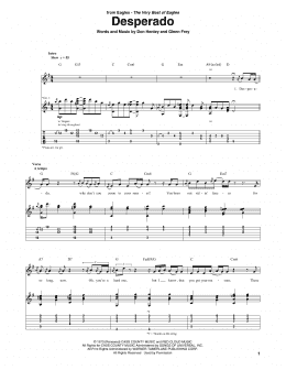 page one of Desperado (Guitar Tab)