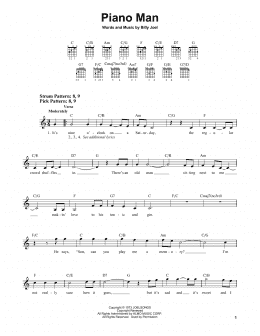 page one of Piano Man (Easy Guitar)