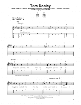 page one of Tom Dooley (Easy Guitar Tab)