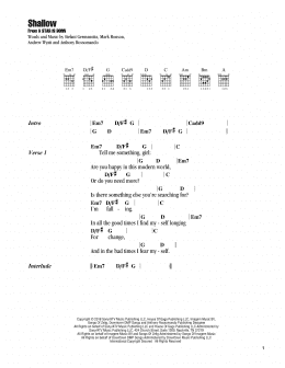 page one of Shallow (from A Star Is Born) (Guitar Chords/Lyrics)