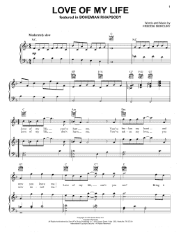 page one of Love Of My Life (Piano, Vocal & Guitar Chords (Right-Hand Melody))