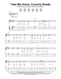 page one of Take Me Home, Country Roads (Easy Guitar Tab)