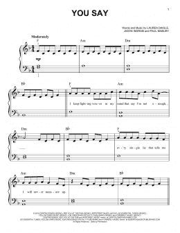 page one of You Say (Easy Piano)