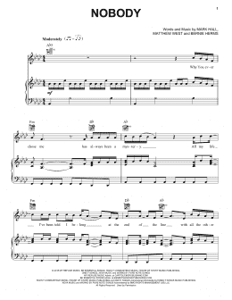 page one of Nobody (Piano, Vocal & Guitar Chords (Right-Hand Melody))