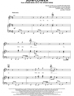 page one of Sunflower (from Spider-Man: Into The Spider-Verse) (Piano, Vocal & Guitar Chords (Right-Hand Melody))