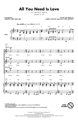 page one of All You Need Is Love (arr. Cristi Cari Miller) (3-Part Mixed Choir)