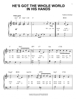 page one of He's Got The Whole World In His Hands (Easy Piano)