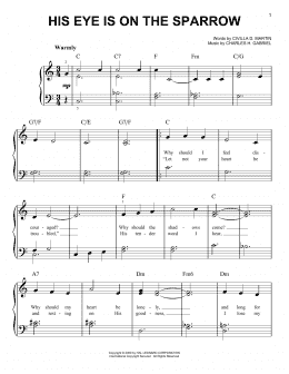 page one of His Eye Is On The Sparrow (Easy Piano)