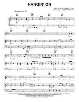 page one of Hangin' On (Piano, Vocal & Guitar Chords (Right-Hand Melody))