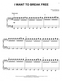 page one of I Want To Break Free (Easy Piano)