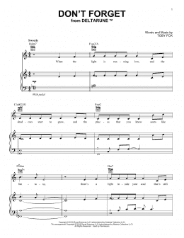 page one of Don't Forget (From Deltarune) (Piano Solo)