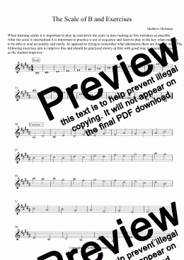 page one of The Scale of B and Exercises