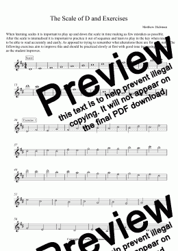 page one of The Scale of D and Exercises