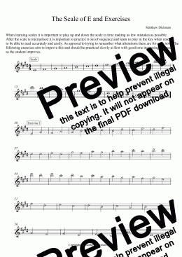 page one of The Scale of E and Exercises