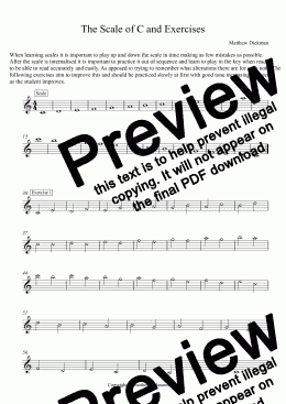 page one of The Scale of C and Exercises