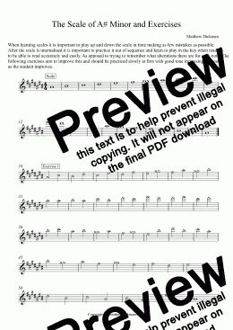 page one of The Scale of A# Minor and Exercises