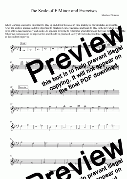 page one of The Scale of F Minor and Exercises