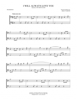 page one of I Will Always Love You (Trombone Duet)