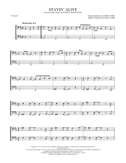 page one of Stayin' Alive (Cello Duet)