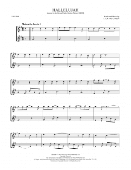 page one of Hallelujah (Violin Duet)