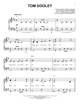 page one of Tom Dooley (Easy Piano)