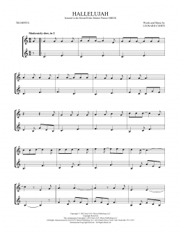 page one of Hallelujah (Trumpet Duet)