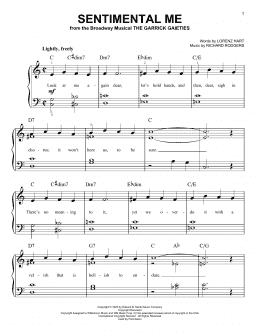 page one of Sentimental Me (Easy Piano)