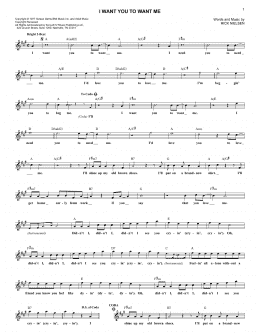 page one of I Want You To Want Me (Lead Sheet / Fake Book)