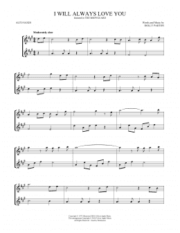 page one of I Will Always Love You (Alto Sax Duet)